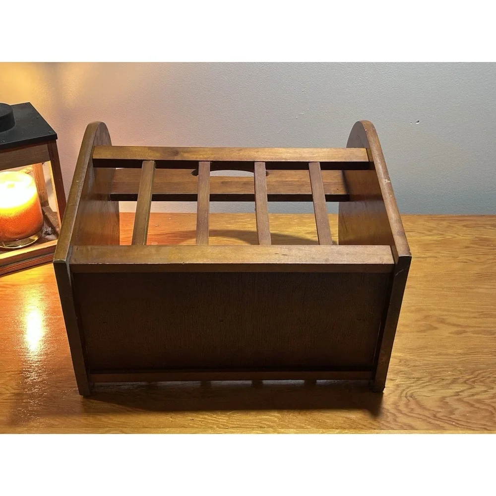 Vintage Large Oak Magazine Rack  Country Cottage 60s 70s Oversized 17x19.5